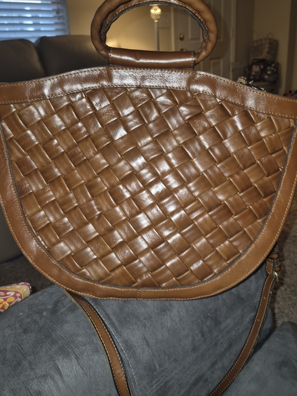 Patricia Nash Ossi Woven Satchel Cognac Brown
